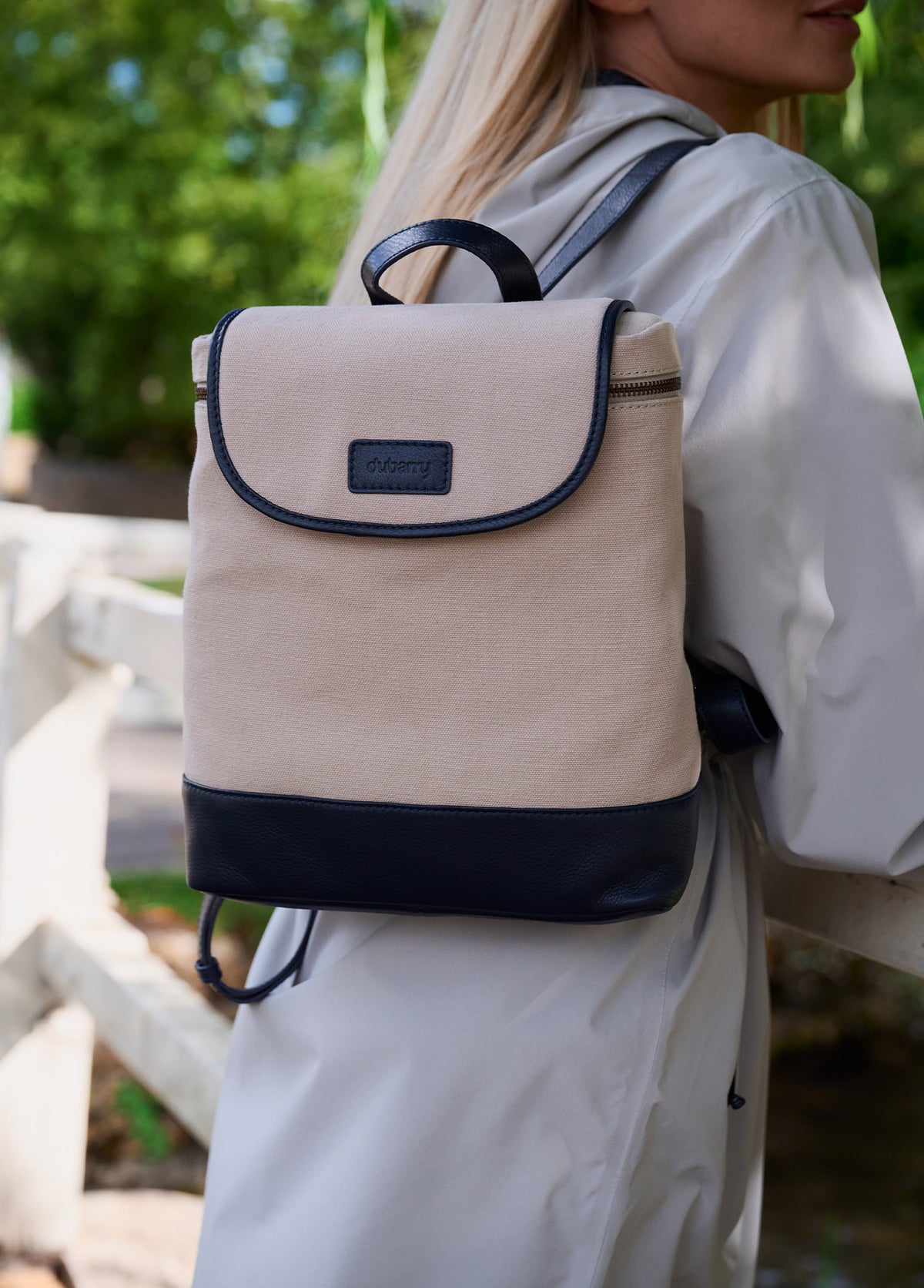 Borry Rosa Backpack Rosegreen Women’s Canvas backpack with leather trimming - Navy