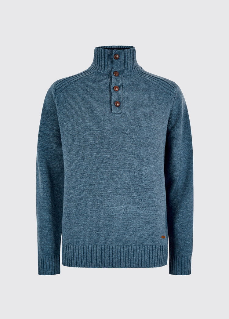 Shields Men’s button neck knit - Indigo