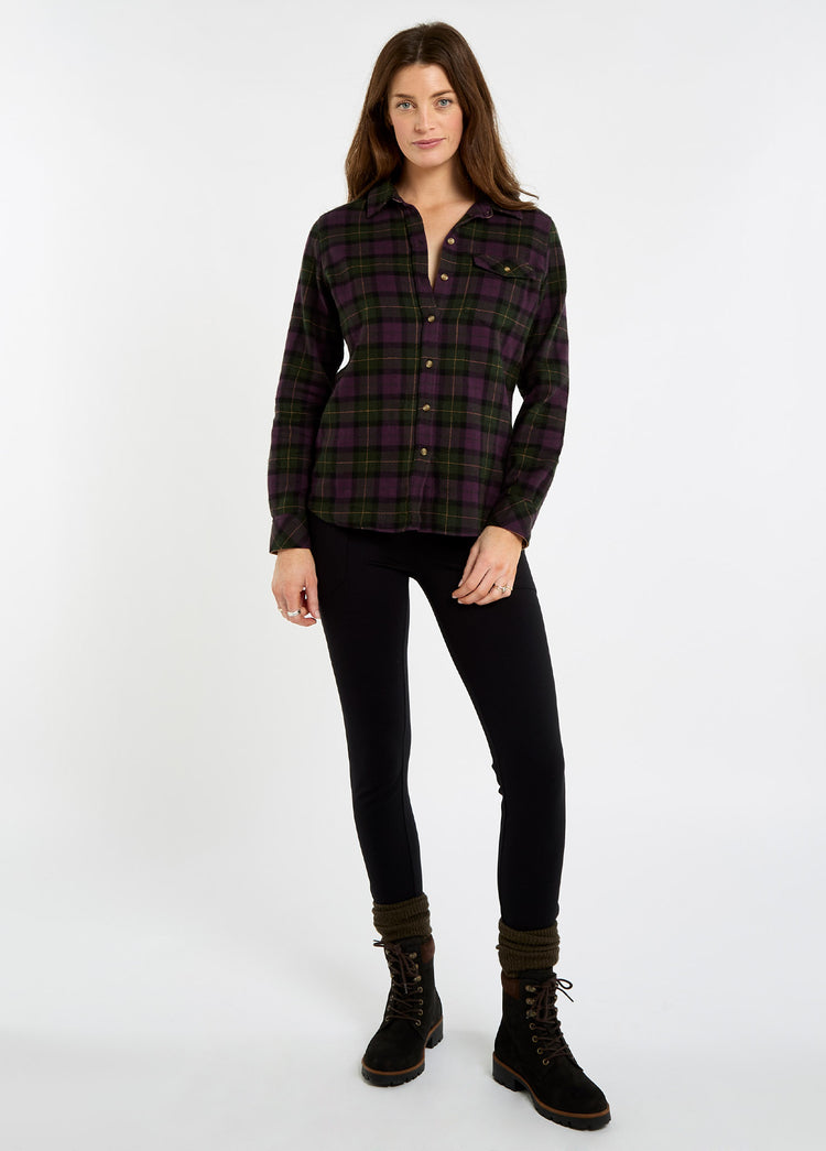 Wildprivet Women’s hunting check shirt - Damson