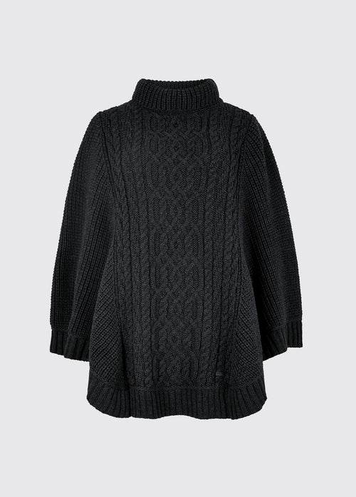 Kilronan Women’s Merino Poncho - Charcoal