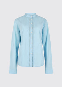 Waterlily Ladies Mandarin Collar Shirt - Pale Blue