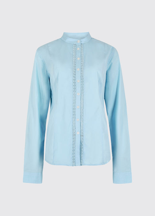 Waterlily Ladies Mandarin Collar Shirt - Pale Blue