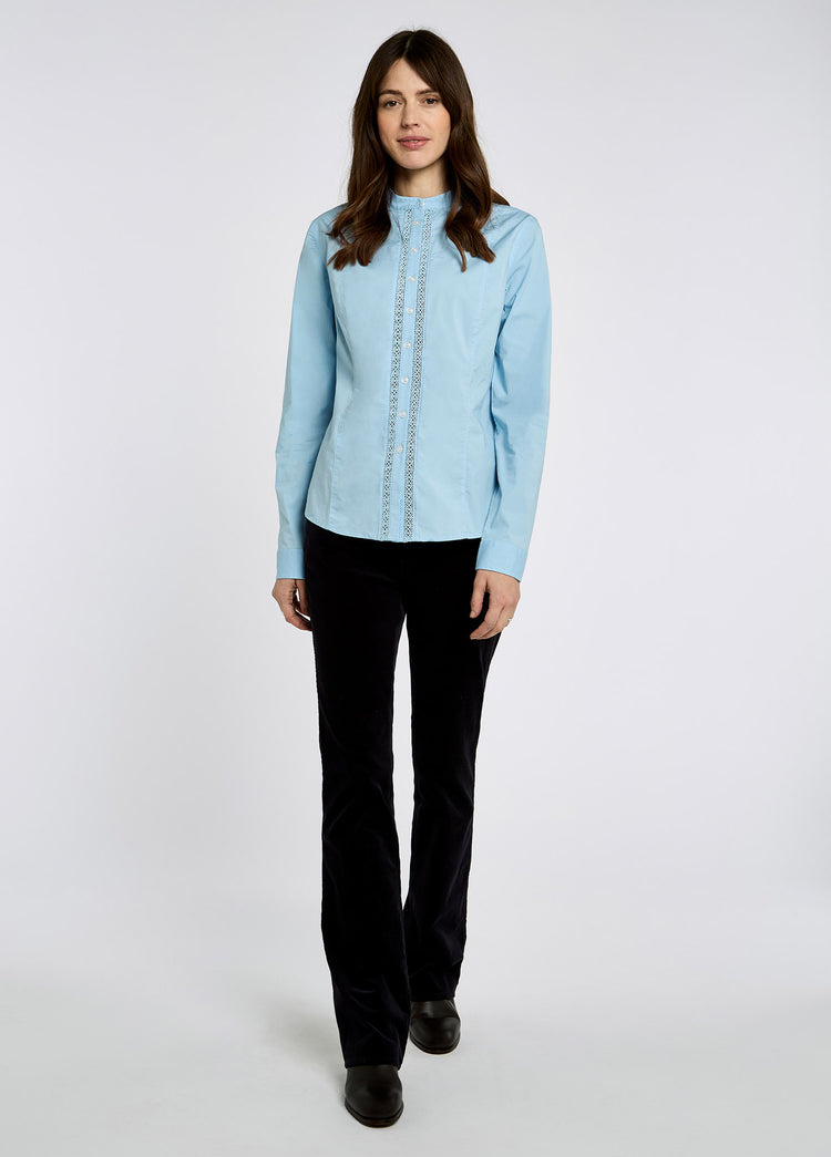 Waterlily Ladies Mandarin Collar Shirt - Pale Blue