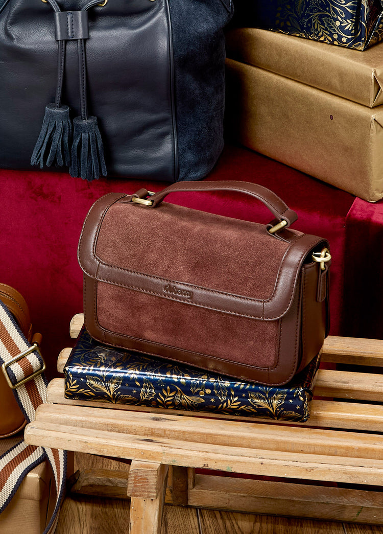 Eadestown Structured handbag in suede and leather - Cedar